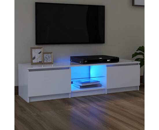 Comodă tv cu lumini led, alb, 140x40x35,5 cm