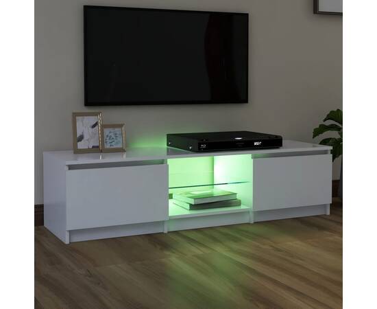 Comodă tv cu lumini led, alb, 140x40x35,5 cm, 4 image