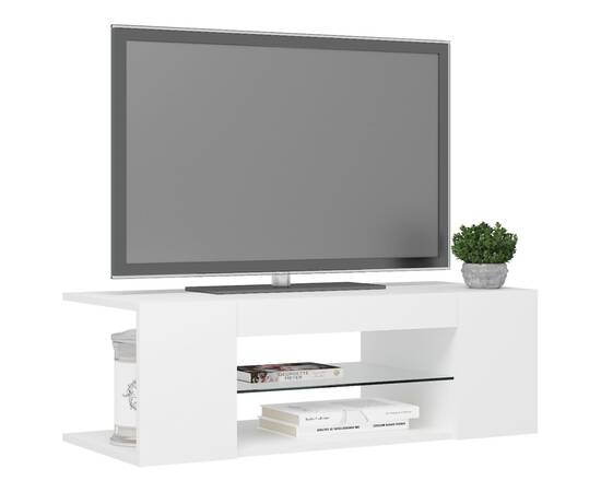 Comodă tv cu lumini led, alb, 90x39x30 cm, 6 image