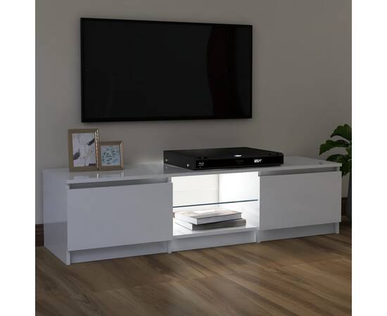 Comodă tv cu lumini led, alb extralucios, 120x30x35,5 cm, 5 image