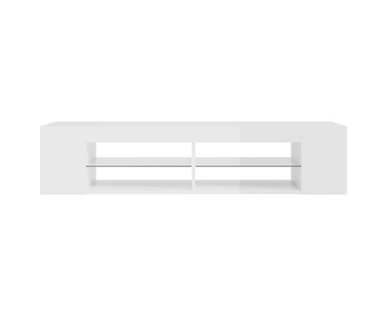 Comodă tv cu lumini led, alb extralucios, 135x39x30 cm, 8 image