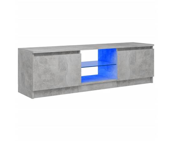 Comodă tv cu lumini led, gri beton, 120x30x35,5 cm, 2 image