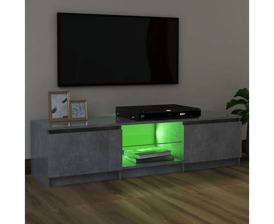 Comodă tv cu lumini led, gri beton, 120x30x35,5 cm, 4 image