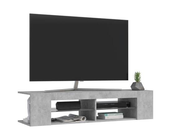 Comodă tv cu lumini led, gri beton, 135x39x30 cm, 6 image