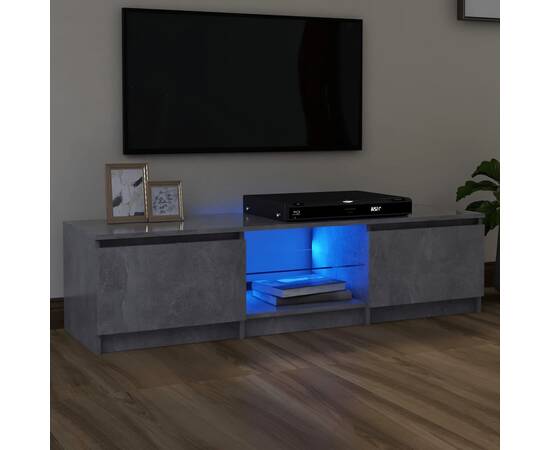 Comodă tv cu lumini led, gri beton, 140x40x35,5 cm