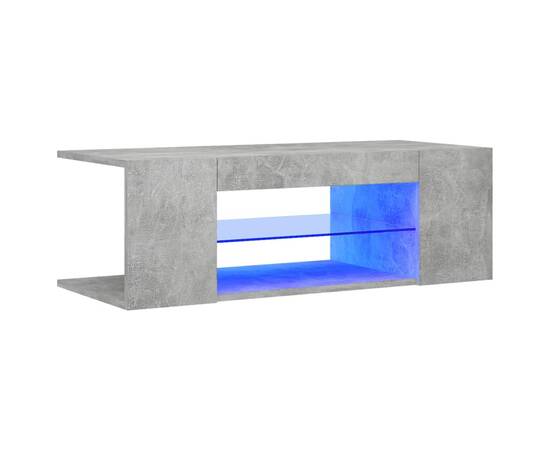 Comodă tv cu lumini led, gri beton, 90x39x30 cm, 2 image