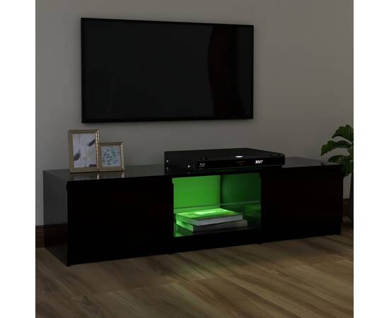 Comodă tv cu lumini led, negru, 120x30x35,5 cm, 4 image
