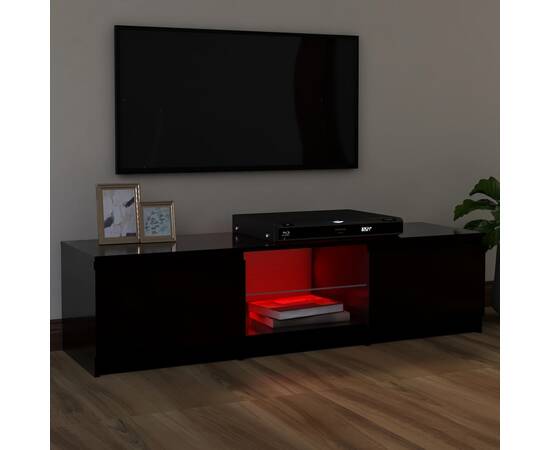 Comodă tv cu lumini led, negru, 120x30x35,5 cm, 3 image
