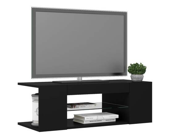Comodă tv cu lumini led, negru, 90x39x30 cm, 6 image