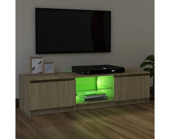 Comodă tv cu lumini led, stejar sonoma, 120x30x35,5 cm, 4 image
