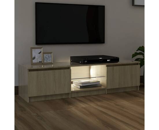 Comodă tv cu lumini led, stejar sonoma, 140x40x35,5 cm, 5 image