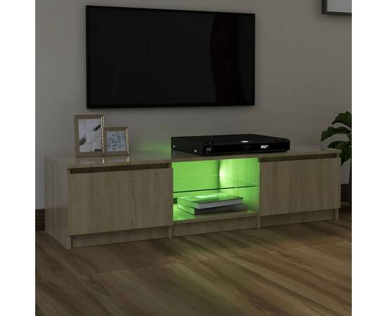 Comodă tv cu lumini led, stejar sonoma, 140x40x35,5 cm, 4 image