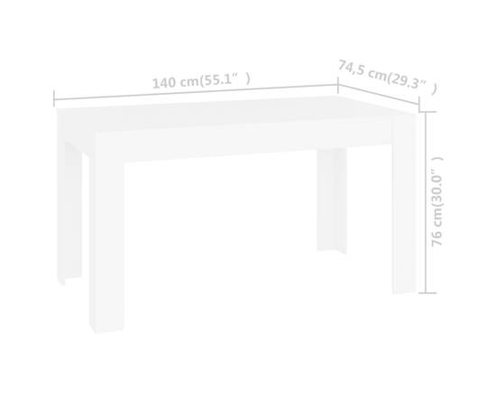Masă de bucătărie, alb, 140x74,5x76 cm, pal, 5 image