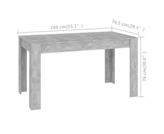 Masă de bucătărie, gri, 140x74,5x76 cm, pal, 5 image