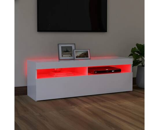 Comodă tv cu lumini led, alb, 120x35x40 cm, 4 image