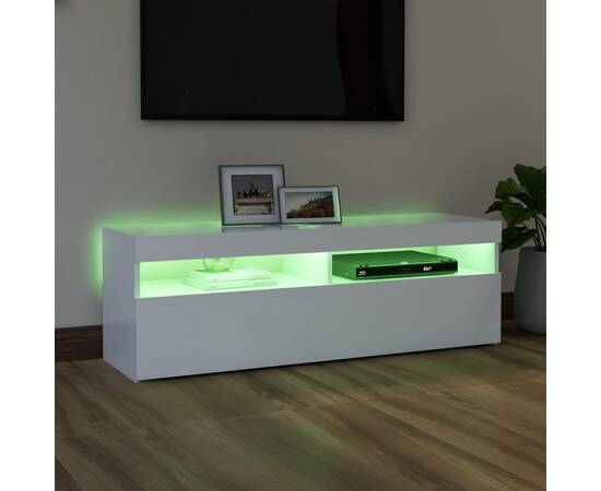 Comodă tv cu lumini led, alb, 120x35x40 cm, 5 image