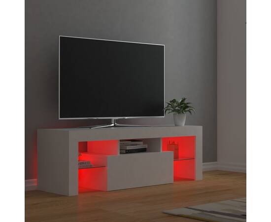 Comodă tv cu lumini led, alb, 120x35x40 cm, 6 image