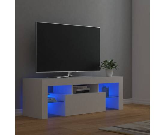 Comodă tv cu lumini led, alb, 120x35x40 cm