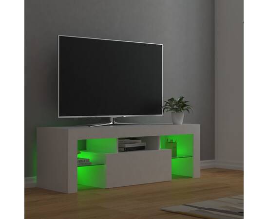 Comodă tv cu lumini led, alb, 120x35x40 cm, 5 image