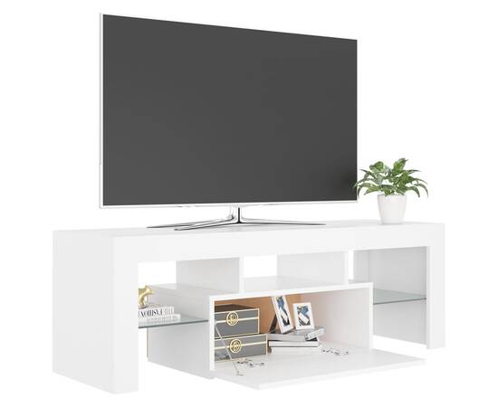 Comodă tv cu lumini led, alb, 120x35x40 cm, 4 image