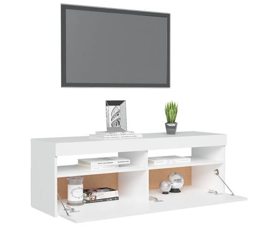 Comodă tv cu lumini led, alb, 120x35x40 cm, 6 image