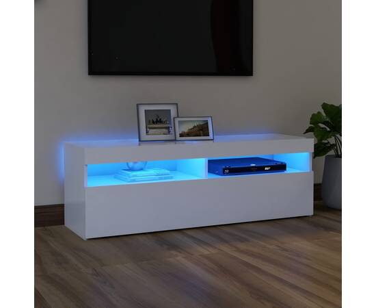 Comodă tv cu lumini led, alb, 120x35x40 cm