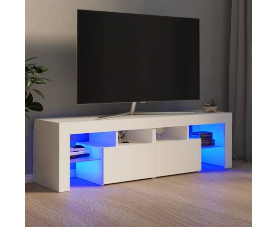 Comodă tv cu lumini led, alb, 140x35x40 cm