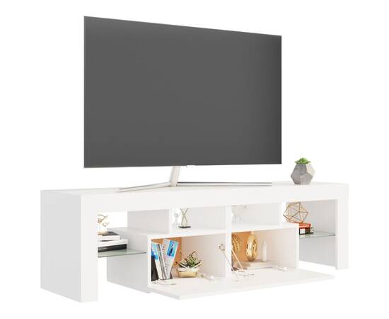 Comodă tv cu lumini led, alb, 140x35x40 cm, 6 image
