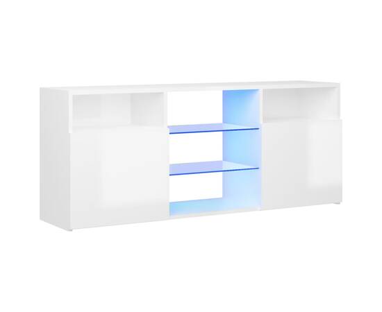 Comodă tv cu lumini led, alb extralucios, 120x30x50 cm, 2 image