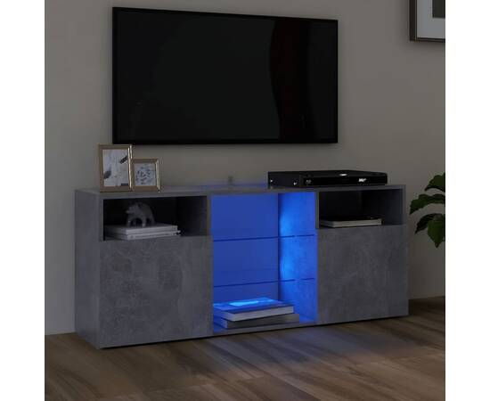 Comodă tv cu lumini led, gri beton, 120x30x50 cm