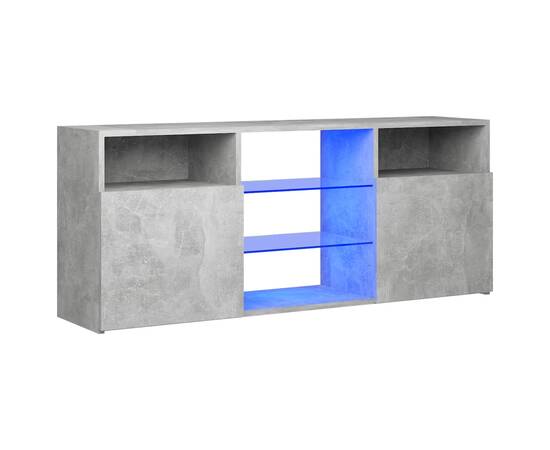 Comodă tv cu lumini led, gri beton, 120x30x50 cm, 2 image
