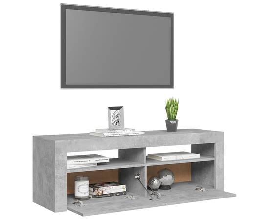 Comodă tv cu lumini led, gri beton, 120x35x40 cm, 6 image