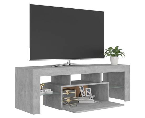 Comodă tv cu lumini led, gri beton, 120x35x40 cm, 4 image