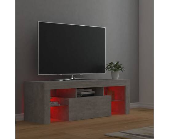 Comodă tv cu lumini led, gri beton, 120x35x40 cm, 6 image
