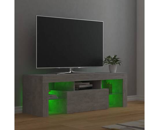 Comodă tv cu lumini led, gri beton, 120x35x40 cm, 7 image