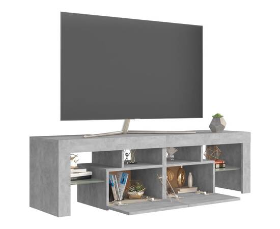 Comodă tv cu lumini led, gri beton, 140x35x40 cm, 6 image