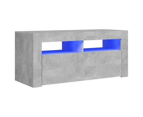Comodă tv cu lumini led, gri beton, 90x35x40 cm, 2 image