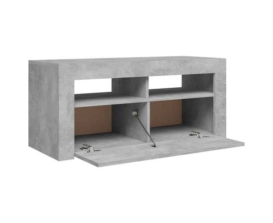 Comodă tv cu lumini led, gri beton, 90x35x40 cm, 10 image