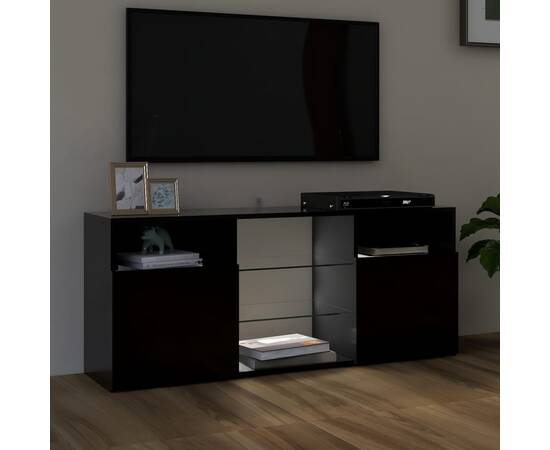 Comodă tv cu lumini led, negru, 120x30x50 cm, 5 image