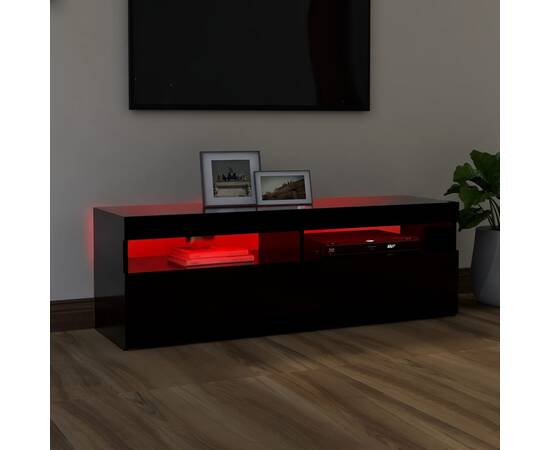 Comodă tv cu lumini led, negru, 120x35x40 cm, 4 image