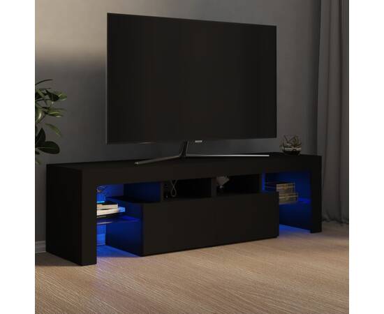 Comodă tv cu lumini led, negru, 140x35x40 cm