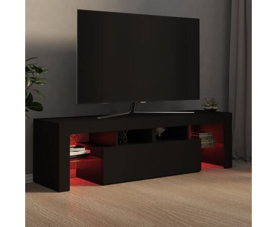 Comodă tv cu lumini led, negru, 140x35x40 cm, 5 image