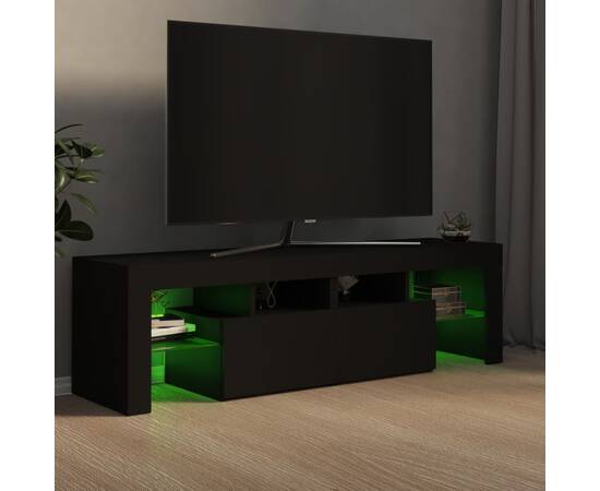 Comodă tv cu lumini led, negru, 140x35x40 cm, 4 image