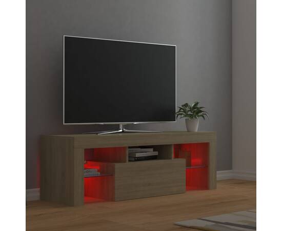 Comodă tv cu lumini led, stejar sonoma, 120x35x40 cm, 6 image