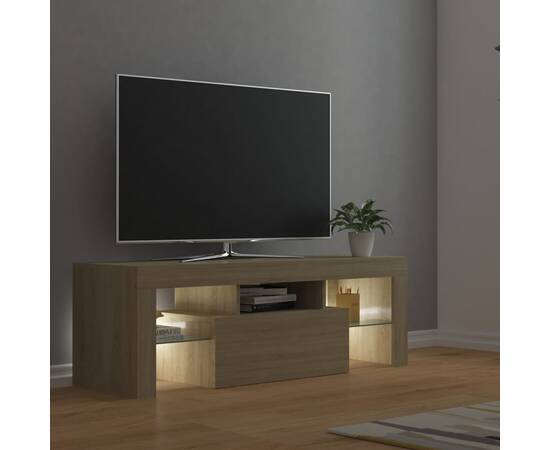 Comodă tv cu lumini led, stejar sonoma, 120x35x40 cm, 4 image