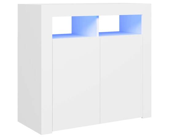 Servantă cu lumini led, alb, 80x35x75 cm, 2 image