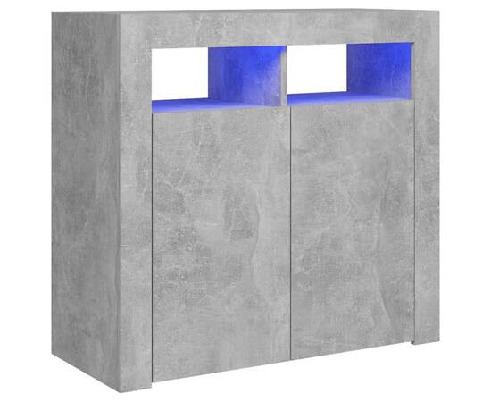 Servantă cu lumini led, gri beton, 80x35x75 cm, 2 image