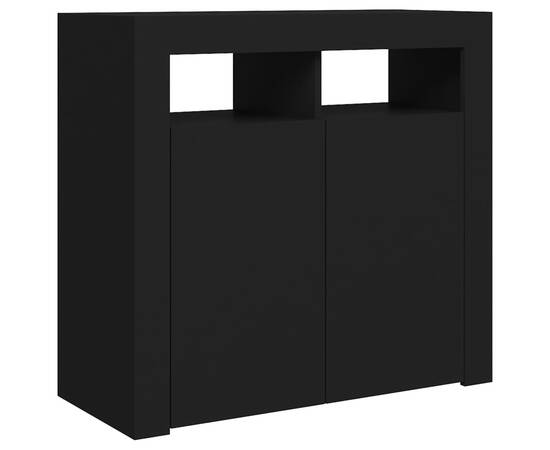 Servantă cu lumini led, negru, 80x35x75 cm, 7 image