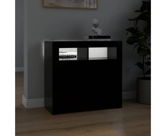 Servantă cu lumini led, negru, 80x35x75 cm, 5 image