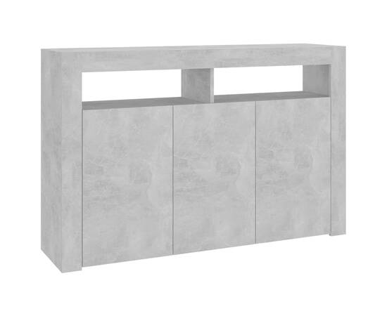 Servantă cu lumini led,gri beton, 115,5x30x75 cm, 8 image